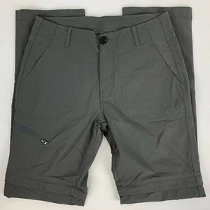 Womens Hiking Pants Gray Flat Front Convertible Pockets Stretch Cuffed Hem 27